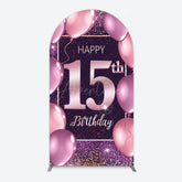 Aperturee - Aperturee Glitter Bokeh Sweet 15th Birthday Arch Backdrop